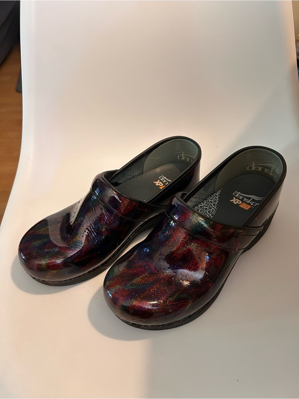 Dansko non-slip Multicolor Patent Shimmer Clogs - Picture 3 of 4